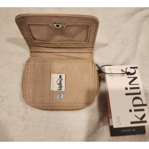 Kipling Nylon Wallet Tops Style Compact Organizer Clay Sand Small 3x4 Inch - Picture 4 of 7
